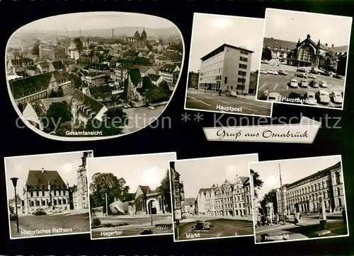 AK / Ansichtskarte  Osnabrueck Gesamtansicht Hauptpost Hauptbahnhof Historisches Rathaus Hegertor Markt Neumarkt Osnabrueck