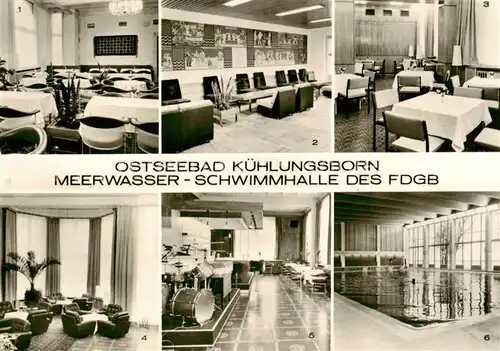 AK / Ansichtskarte  Kuehlungsborn_Ostseebad Meerwasser Schwimmhalle Tagescafe Eingangshalle Baltic Bar Foyer  Kuehlungsborn_Ostseebad