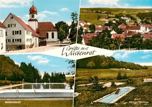 AK / Ansichtskarte  Wuestenrot Kirche Panorama Waldfreibad Minigolfanlage Wuestenrot