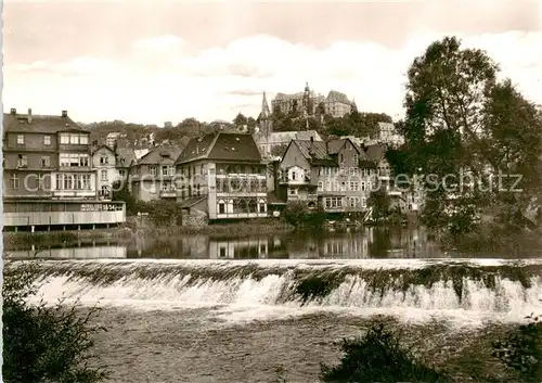 AK / Ansichtskarte  Marburg_Lahn Partie am Wehr Marburg_Lahn