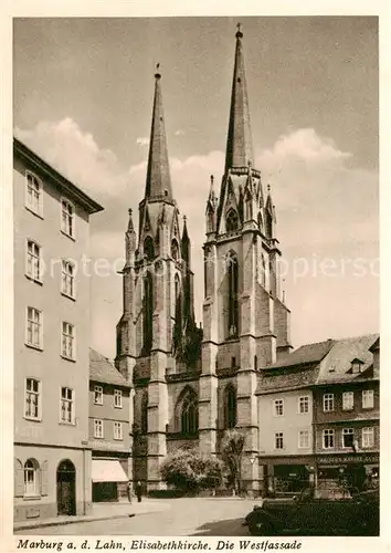 AK / Ansichtskarte  Marburg_Lahn Elisabethkirche Die Westfassade Marburg_Lahn