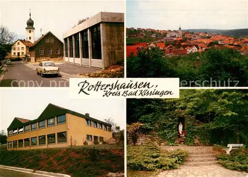 AK / Ansichtskarte 73865486 Rottershausen Teilansichten Kirche Kindergarten Parkanlagen Madonnafigur Rottershausen