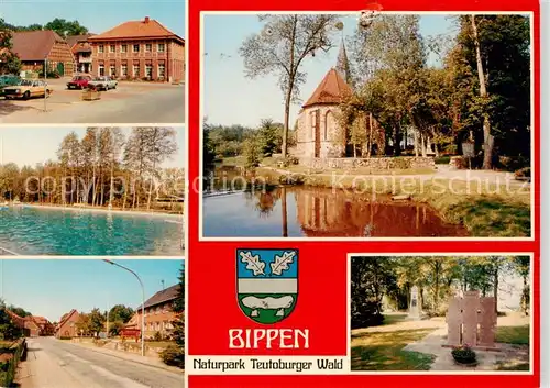 AK / Ansichtskarte 73865513 Bippen Teilansichten Freibad Kirche Denkmal Wappen Bippen