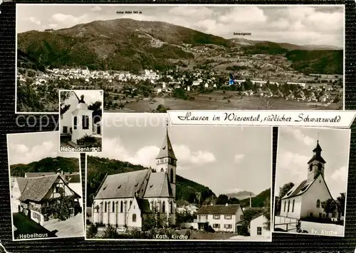 AK / Ansichtskarte  Hausen_Wiesental Panorama Schwarzwald Hebelhaus Kirchen Hausen Wiesental