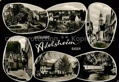 AK / Ansichtskarte  Adelsheim Teilansichten Parkanlagen Kirche Wasserfall Adelsheim