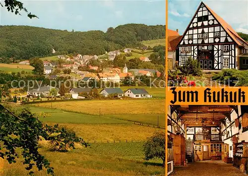 AK / Ansichtskarte  Himmighausen Altdeutsche Gaststaette zum Kukuk Fachwerkhaus Panorama Himmighausen