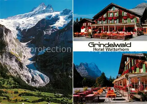 AK / Ansichtskarte  Grindelwald_BE Hotel Wetterhorn Panorama Blick gegen Schreckhorn Gletscher Berner Alpen 