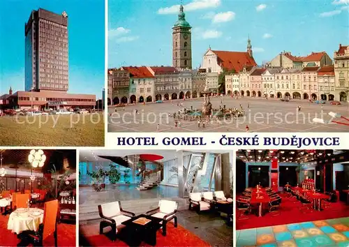 AK / Ansichtskarte 73865579 Ceske_Budejovice_Budweis_CZ Hotel Gomel Platz Zentrum Restaurant Hochhaus 