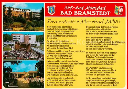 AK / Ansichtskarte  Bad_Bramstedt Sol- und Moorbad Bramstedter Moorbad-Miloe Gedicht Kurhotel Rheumaklinik Tanneneck Restaurant Terrasse Bad_Bramstedt