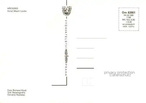 AK / Ansichtskarte  Hrensko_Herrnskretschen_Boehmen_CZ Hotel Mezni Louka 