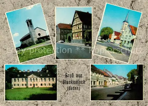 AK / Ansichtskarte 73865655 Blankenloch Kath. Kirche Fachwerkhaus Ev. Kirche Schloss Stutensee Hauptstrasse Blankenloch