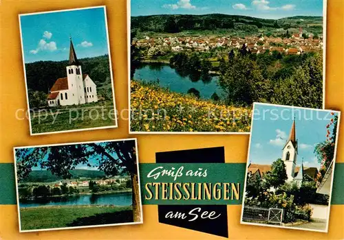 AK / Ansichtskarte 73865676 Steisslingen Panorama Kirche Uferpartie am Wasser Steisslingen