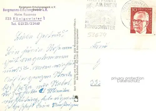 AK / Ansichtskarte  Koenigswinter_Rhein Bergmanns-Erholungswerk e.V. Heim Rosenau 