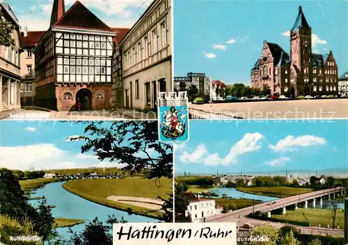 AK / Ansichtskarte  Hattingen__Ruhr Altes und neues Rathaus Ruhrpartie Ruhrbruecke 