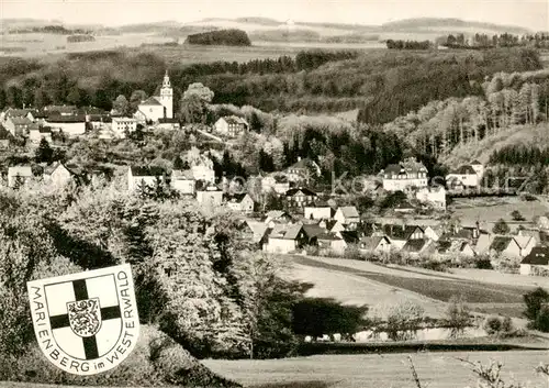 AK / Ansichtskarte  Marienberg_Westerwald Ortsansicht mit Kirche Marienberg_Westerwald