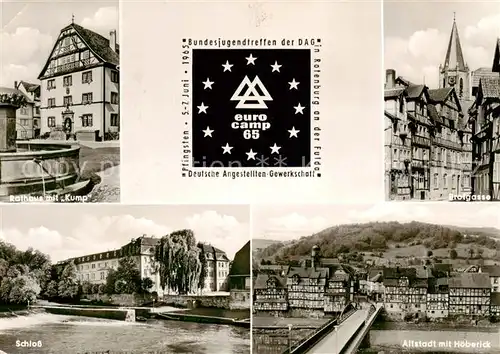 AK / Ansichtskarte  Rotenburg_Fulda Rathaus mit Kump Schloss Altstadt mit Hoeberick Brotgasse Kirche euro camp 65 Bungesjugendtreffen der DAG Rotenburg Fulda