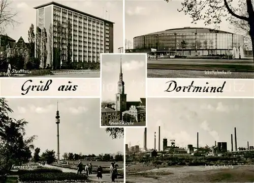 AK / Ansichtskarte  Dortmund Stadthaus Westfalenhalle Reinoldkirche Fernsehturm Westfalenhuelle Dortmund