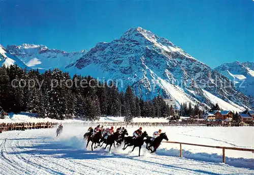 AK / Ansichtskarte  Arosa_GR Pferderennen auf dem Obersee Wintersportplatz Alpen Arosa_GR