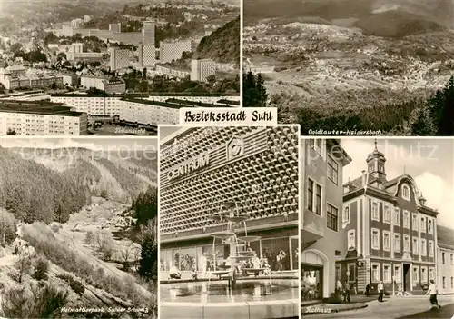 AK / Ansichtskarte  Suhl_Thueringer_Wald Teilansicht Panorama Goldlauter-Haidersbach Heimattierpark Suhler Schweiz Kaufhaus Centrum Rathaus Suhl_Thueringer_Wald