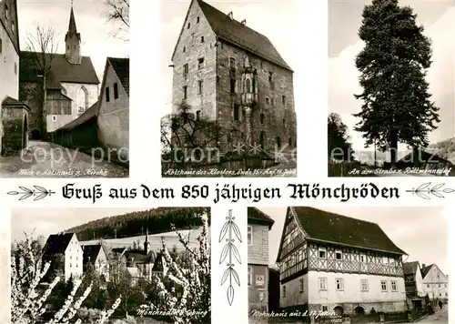 AK / Ansichtskarte 73865799 Moenchroeden_Roedental Abtshaus Kirche Kloster Strasse Moenchroeden Coburg Fachwerkhaus 