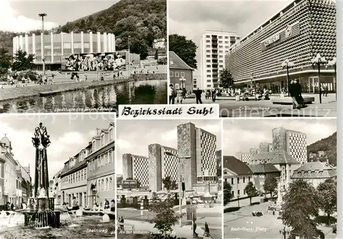 AK / Ansichtskarte  Suhl_Thueringer_Wald Stadthalle der Freundchaft Centrum Warenhaus Steinweg Karl Marx Platz Suhl_Thueringer_Wald