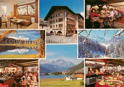 AK / Ansichtskarte  Silvaplana_GR Rustikale Restaurants Albana Winterpanorama Alpen Bergsee Silvaplana_GR