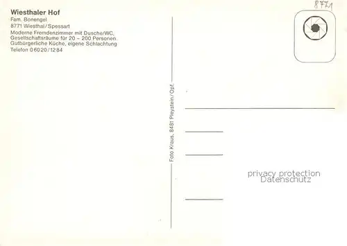 AK / Ansichtskarte  Wiesthal_Unterfranken Panorama Uferpartie am Wasser Inneres der Kirche Wiesthal_Unterfranken