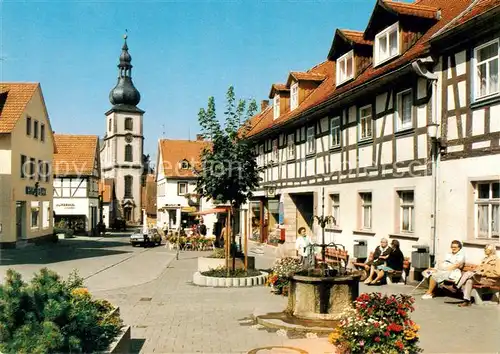 AK / Ansichtskarte 73865927 Gersfeld_Rhoen Marktplatz Blick zur Kirche Kneipp-Luftkurort Gersfeld Rhoen