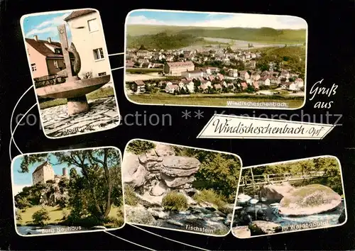 AK / Ansichtskarte 73865949 Windischeschenbach Panorama Stadtbrunnen Burg Neuhaus Tischstein Felsen Natur Waldnaabtal Windischeschenbach