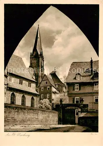 AK / Ansichtskarte  Marburg_Lahn Alt Marburg Partie mit Kirche Marburg_Lahn