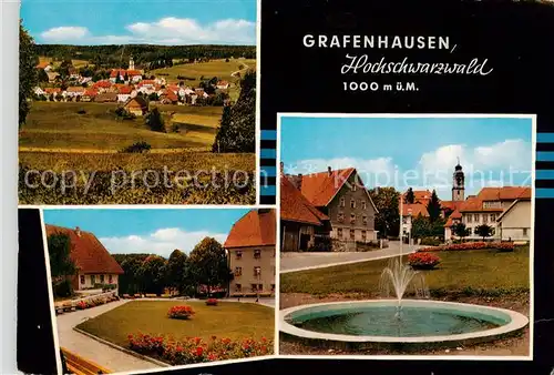 AK / Ansichtskarte  Grafenhausen_Schwarzwald Panorama Ortspartien Brunnen Grafenhausen Schwarzwald