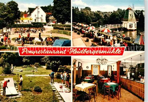 AK / Ansichtskarte  Haan_Rheinland Ponyrestaurant Heidbergermuehle Gondelteich Reiten Minigolf Gastraum Haan_Rheinland