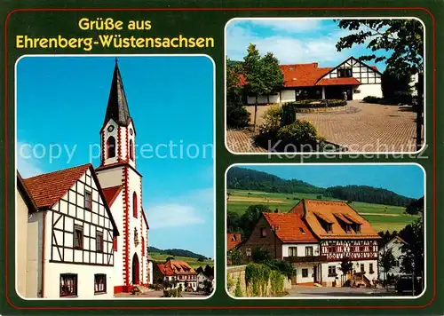 AK / Ansichtskarte  Wuestensachsen_Ehrenberg Kirche Ortsmotive Fachwerkhaus 