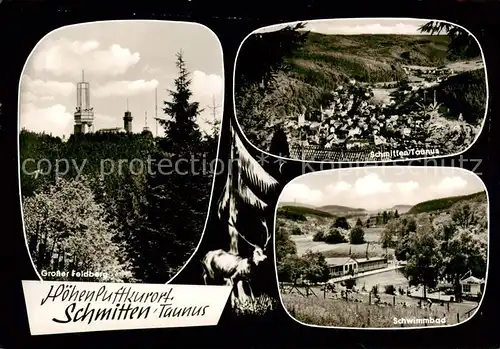 AK / Ansichtskarte  Schmitten__Taunus Panorama Hoehenluftkurort Schwimmbad Grosser Feldberg 