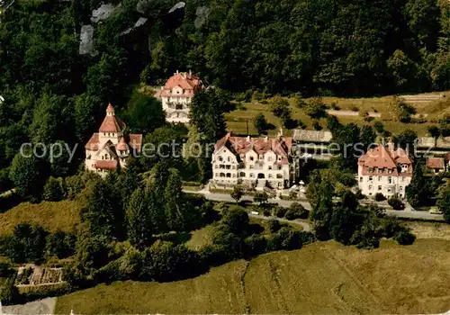 AK / Ansichtskarte  Bad_Brueckenau Blick auf ev. Kirche Haus Annemarie Villa Fueglein Sanatorium Schlaginweit Bad_Brueckenau