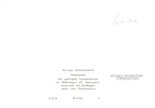 AK / Ansichtskarte  Nitschareuth_Langenwetzendorf Fachwerkhaeuser mit Hoftorbogen 18. Jhdt. Denkmalschutz Serie Thueringer Fachwerkbauten 