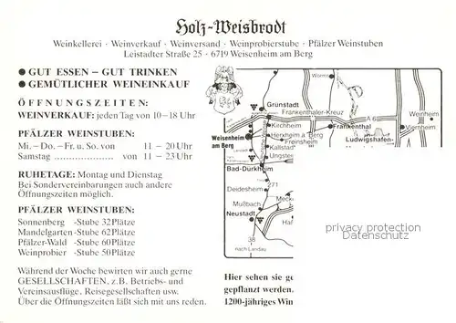 AK / Ansichtskarte  Weisenheim_Berg Holz Weisbrodt Weinkellerei Weinprobierstube Weinverkauf Pfaelzer Weinstuben Weisenheim Berg