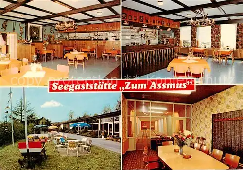 AK / Ansichtskarte  Warder_Neumuenster Seegaststaette Zum Assmus Gastraeume Bar Terrasse Warder_Neumuenster