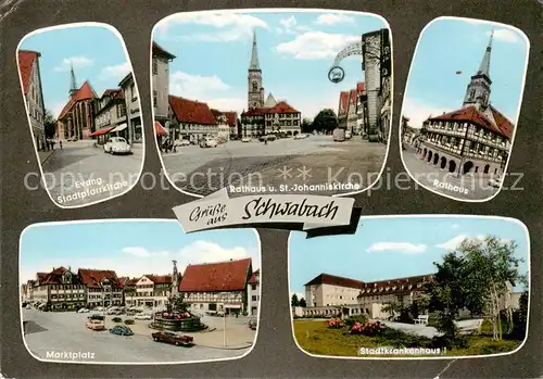 AK / Ansichtskarte 73866350 Schwabach Kirche Rathaus Marktplatz Krankenhaus Schwabach
