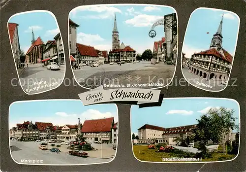 AK / Ansichtskarte  Schwabach Kirche Rathaus Marktplatz Krankenhaus Schwabach