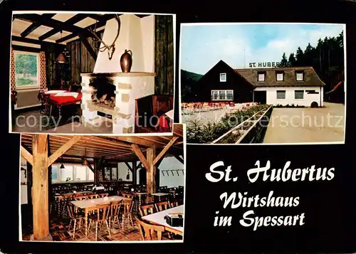 AK / Ansichtskarte 73866356 Windheim_Hafenlohr St. Hubertus Wirtshaus im Spessart Gastraum Kaminzimmer Windheim Hafenlohr