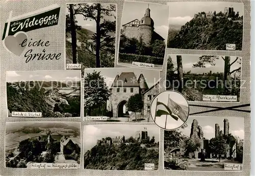 AK / Ansichtskarte 73866370 Nideggen_Eifel Panorama Rurtal Altwerk Burg Kirche Duerener Tor Burg Ruine Nideggen Eifel