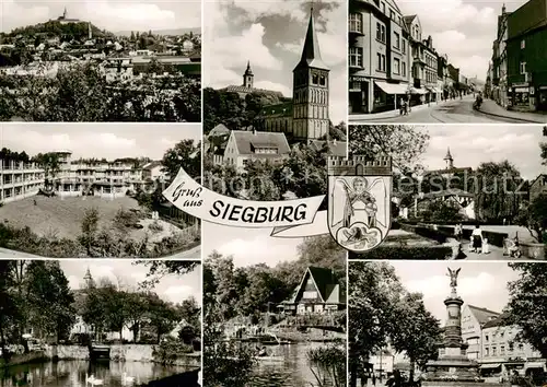 AK / Ansichtskarte  Siegburg Teilansichten Stadtzentrum Kirche Denkmal Gaststaette am Wasser Siegburg