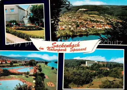 AK / Ansichtskarte  Sackenbach Panorama Naturpark Spessart Freibad Sackenbach