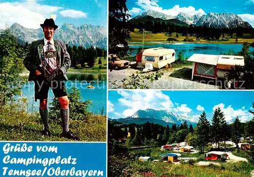 AK / Ansichtskarte 73866423 Klais Campingplatz Tennsee Alpen Trachten Klais