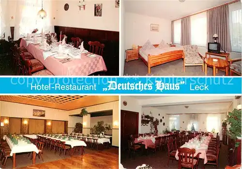 AK / Ansichtskarte 73866443 Leck_Schleswig-Holstein Hotel Restaurant Deutsches Haus Gastraeume Festsaal Zimmer 