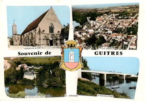 AK / Ansichtskarte  Guitres Eglise Vue generale aerienne Le Chateau du Deroc Gironde Le Nouveau Pont Guitres