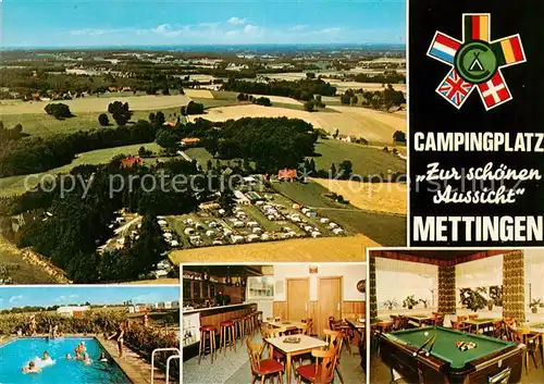 AK / Ansichtskarte 73866508 Mettingen_Westfalen Campingplatz Zur schoenen Aussicht Fliegeraufnahme Schwimmbad Bar Billardraum Mettingen_Westfalen