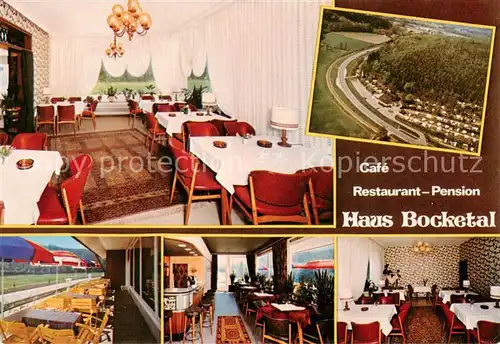 AK / Ansichtskarte  Brochterbeck_Tecklenburg Cafe Restaurant Pension Haus Bocketal Gastraeume Fliegeraufnahme 