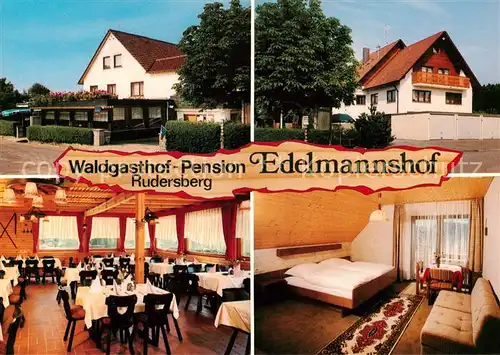 AK / Ansichtskarte  Rudersberg_Wuerttemberg Waldgasthof Pension Edelmannshof Gaststube Zimmer Rudersberg Wuerttemberg